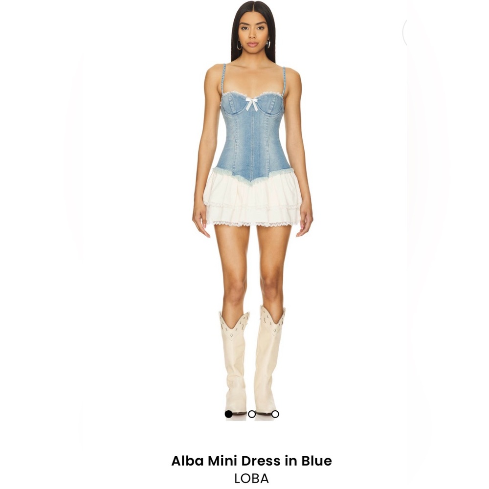 Alba Mini Dress in Blue and White
